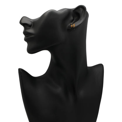 Exclusive Hermes Yellow Gold Black Lacquer Mini Pop H Earrings — Back View