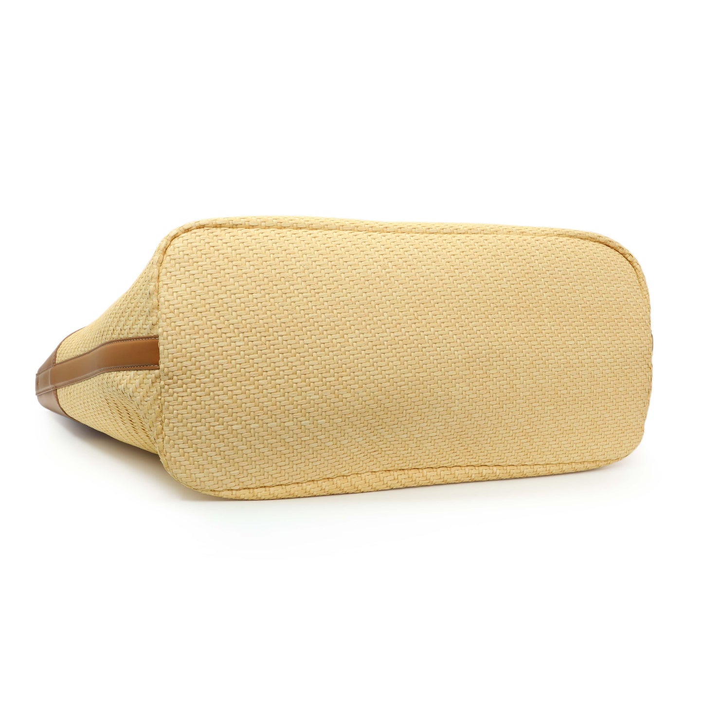 Exclusive Alexander McQueen Natural Tan Raffia Calfskin Large The Bow Bag — Back View