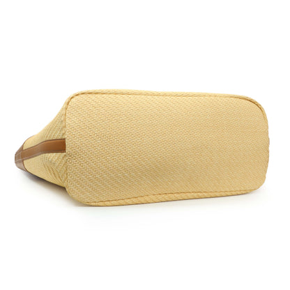 Exclusive Alexander McQueen Natural Tan Raffia Calfskin Large The Bow Bag — Back View
