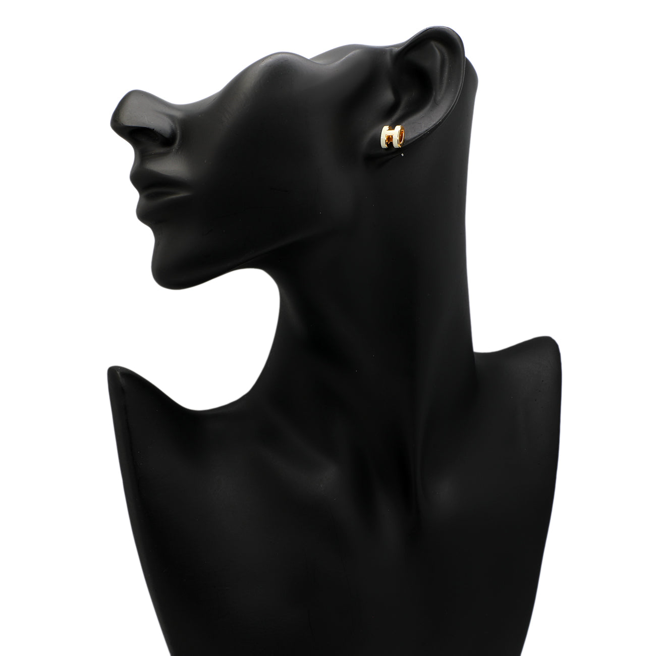 Exclusive Hermes Yellow Gold White Lacquer Mini Pop H Earrings — Back View