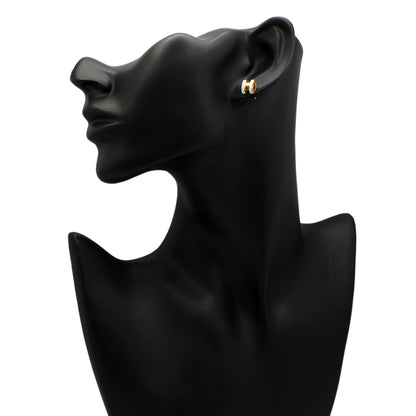 Exclusive Hermes Yellow Gold White Lacquer Mini Pop H Earrings — Back View