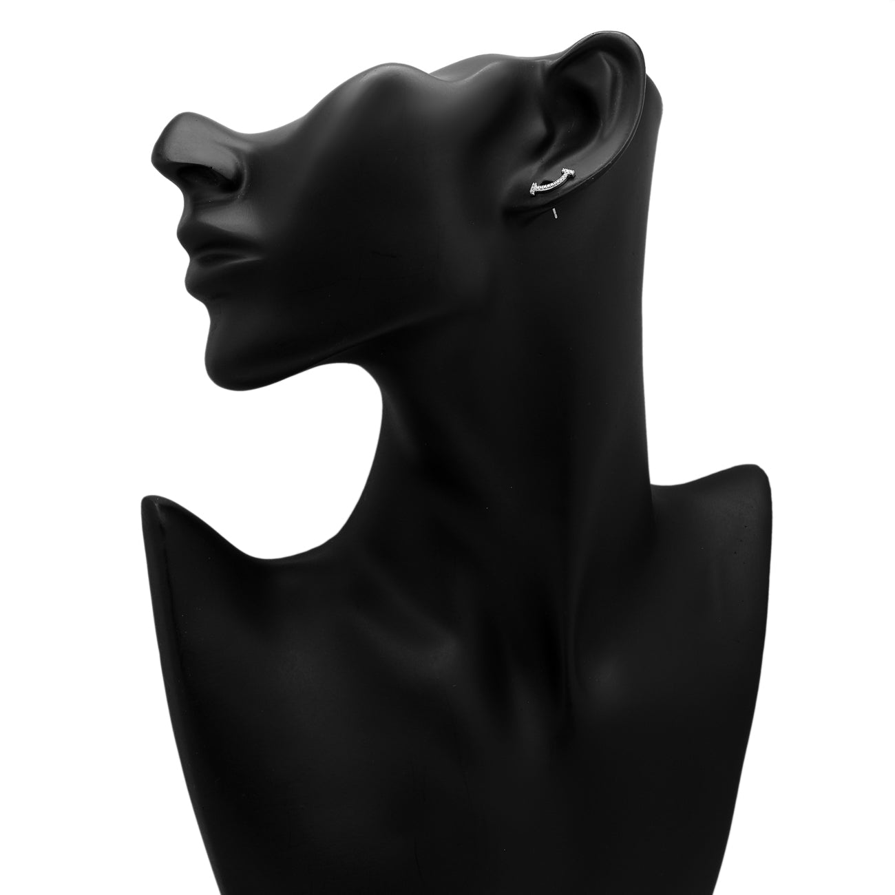 Exclusive Tiffany & Co. 18K White Gold Diamond T Smile Earrings — Back View
