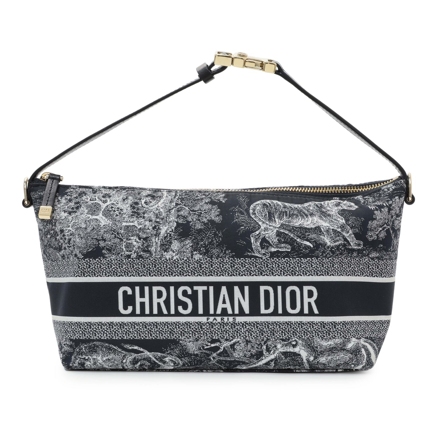 Exclusive Christian Dior Blue Technical Fabric Toile De Jouy Nomad Pouch — Front View