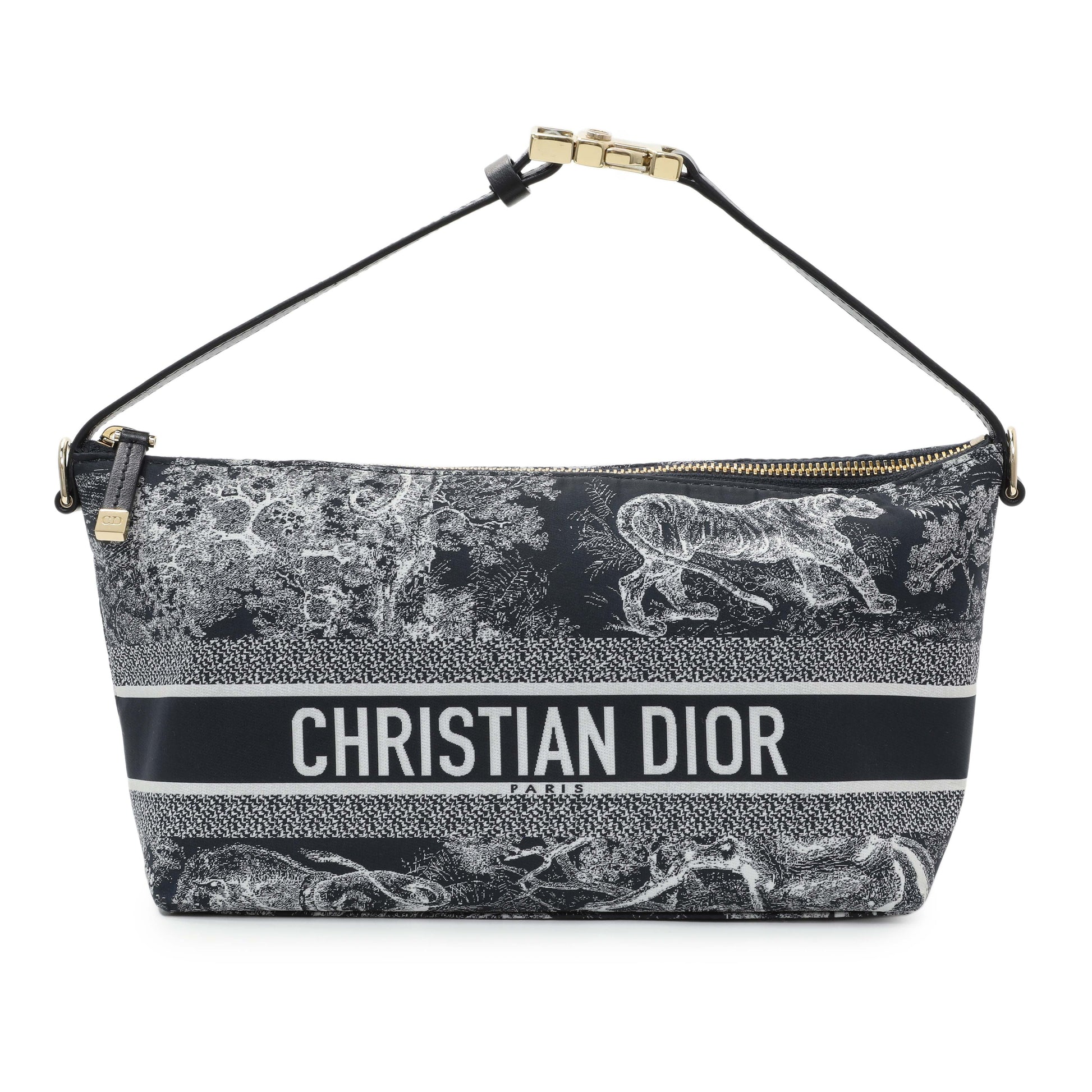Exclusive Christian Dior Blue Technical Fabric Toile De Jouy Nomad Pouch — Front View
