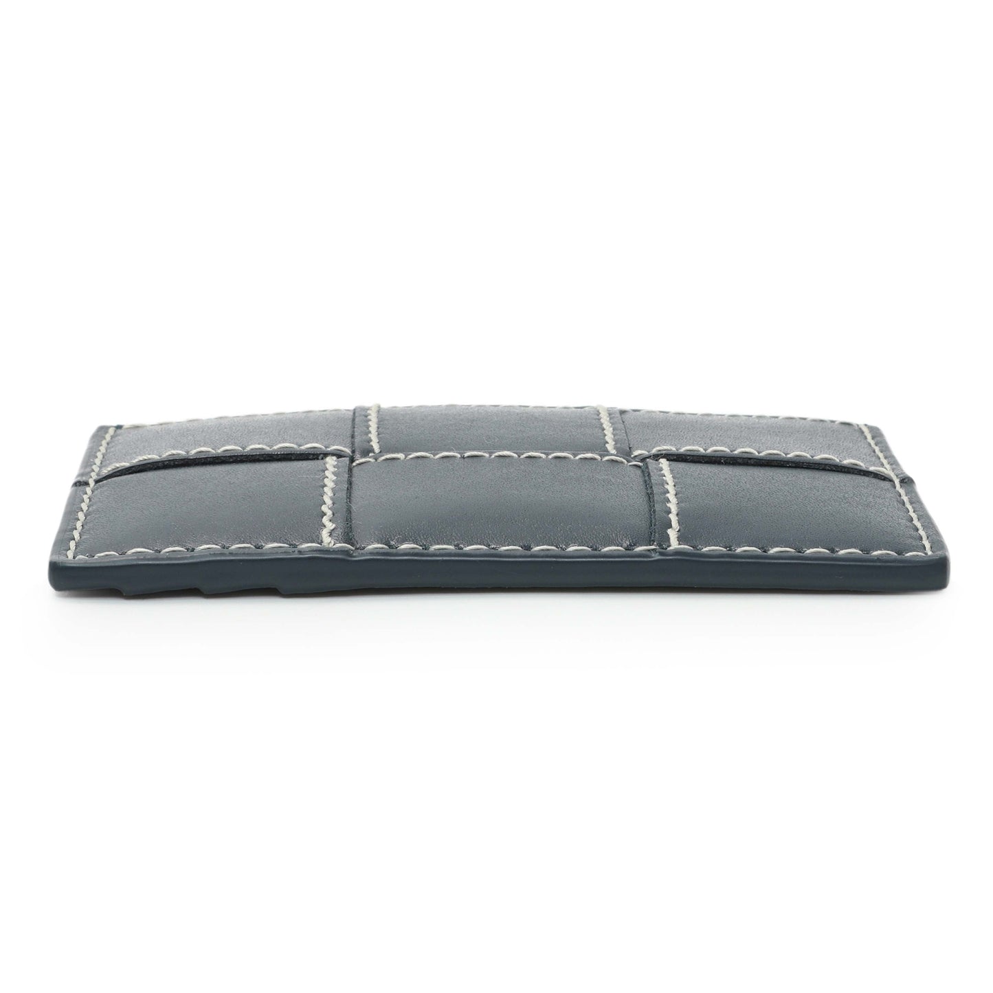 Exclusive Bottega Veneta Blue Nappa Maxi Intrecciato Card Holder — Back View