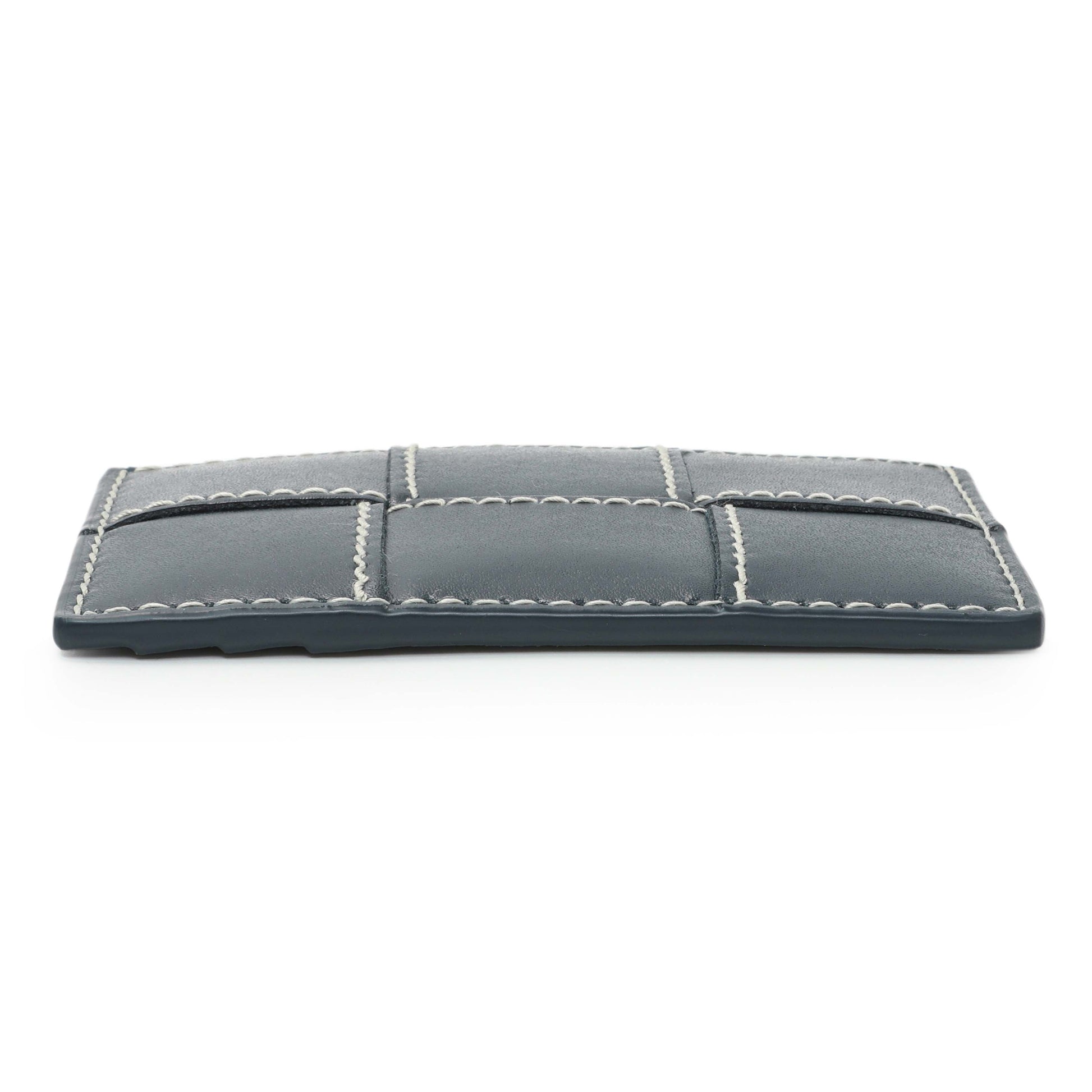 Exclusive Bottega Veneta Blue Nappa Maxi Intrecciato Card Holder — Back View
