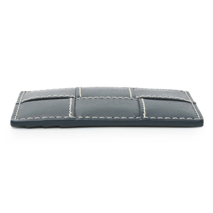 Exclusive Bottega Veneta Blue Nappa Maxi Intrecciato Card Holder — Back View