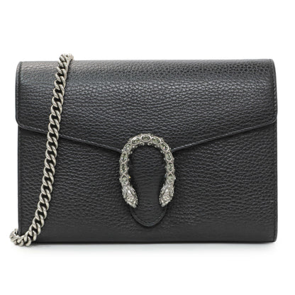 Exclusive Gucci Black Calfskin Mini Dionysus Wallet on Chain — Front View