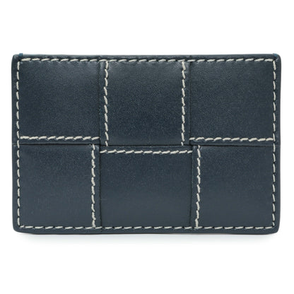 Exclusive Bottega Veneta Blue Nappa Maxi Intrecciato Card Holder — Front View