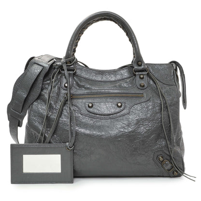 Exclusive Balenciaga Anthracite Agneau Classic Hardware Velo Bag — Front View