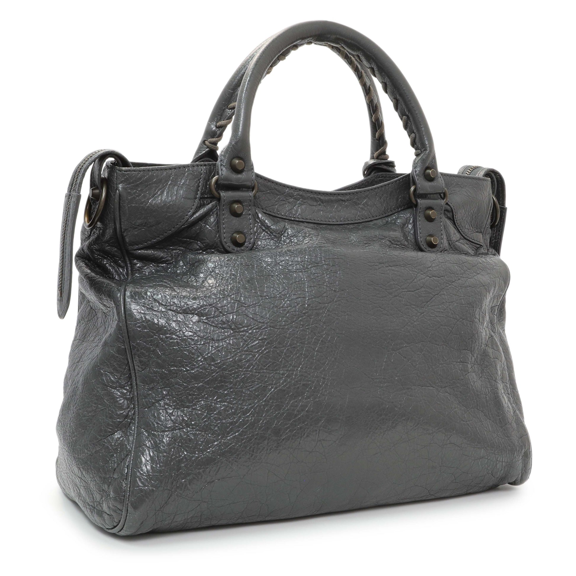 Exclusive Balenciaga Anthracite Agneau Classic Hardware Velo Bag — Side View