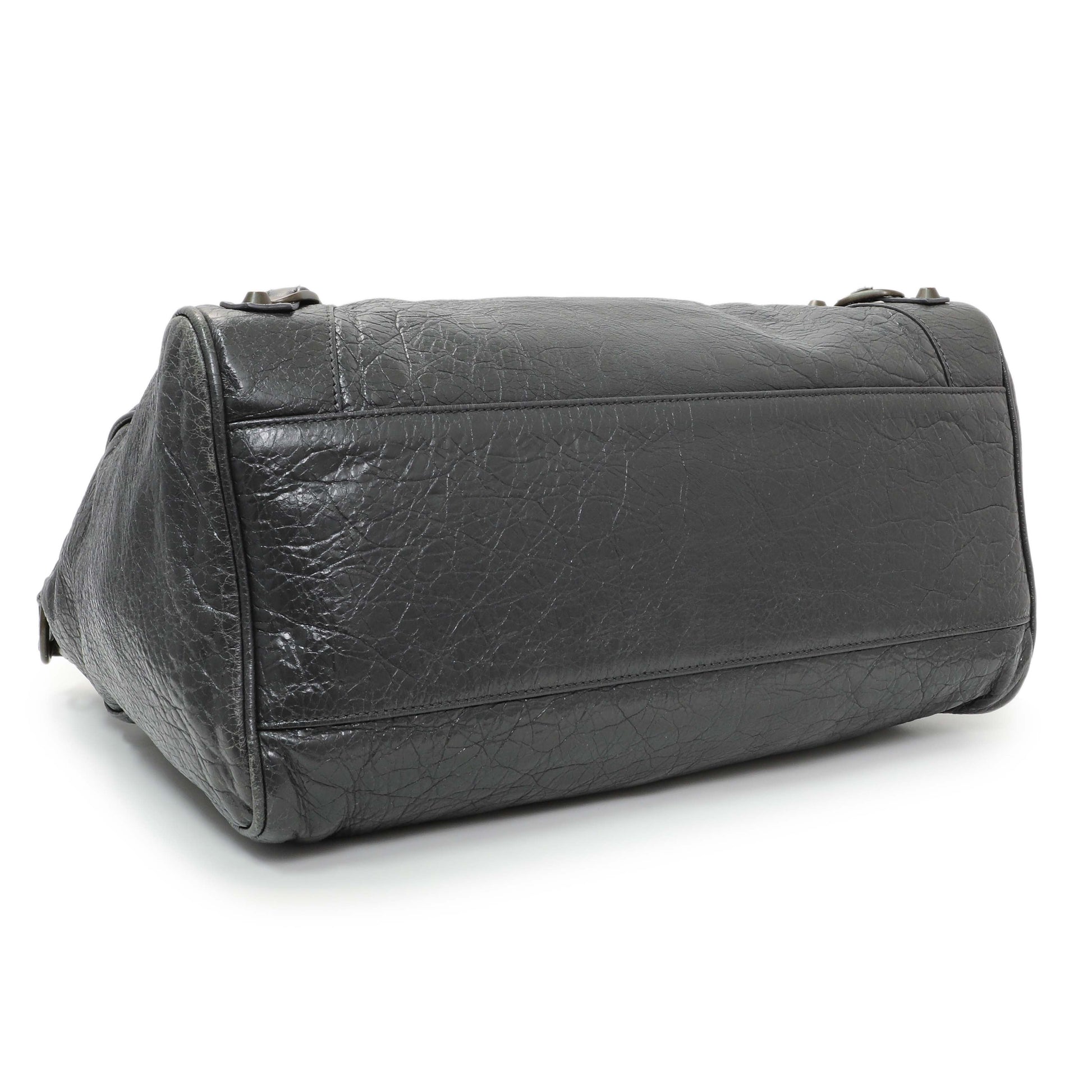 Exclusive Balenciaga Anthracite Agneau Classic Hardware Velo Bag — Back View