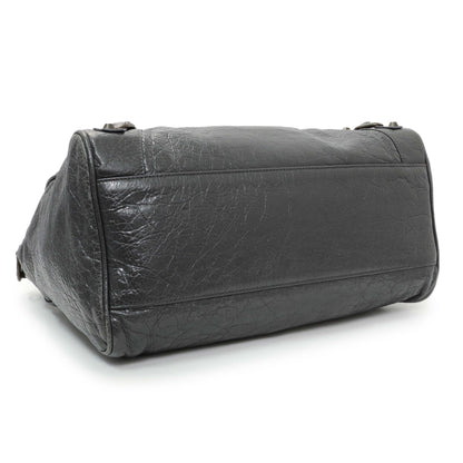 Exclusive Balenciaga Anthracite Agneau Classic Hardware Velo Bag — Back View