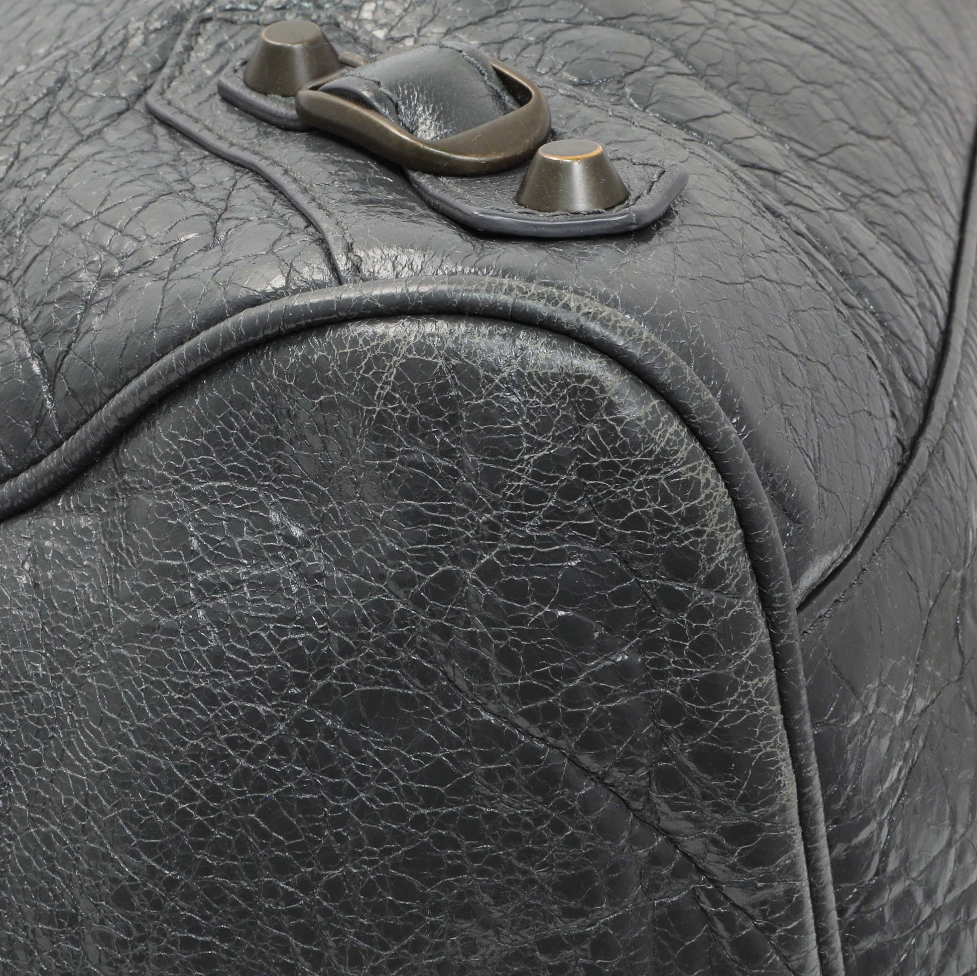 Exclusive Balenciaga Anthracite Agneau Classic Hardware Velo Bag — Top View