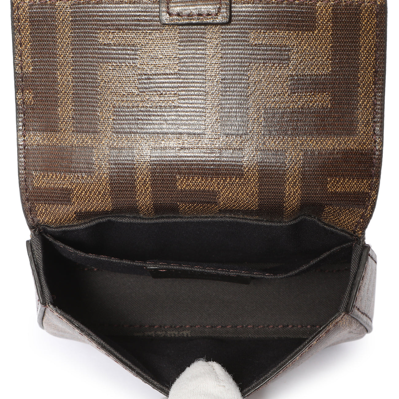 Exclusive Fendi Glazed Canvas Vitello Century FF 1974 Nano Baguette Belt Bag — Top View