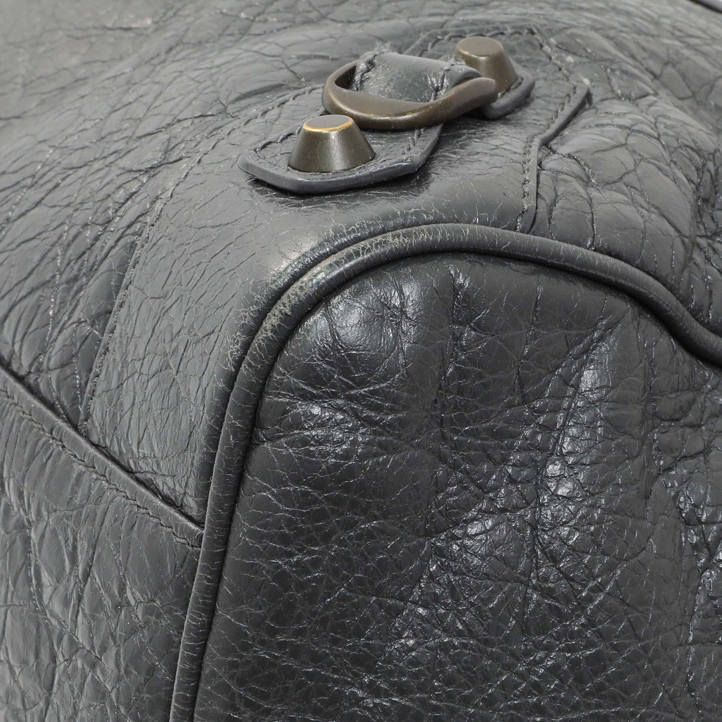Exclusive Balenciaga Anthracite Agneau Classic Hardware Velo Bag — Detail View
