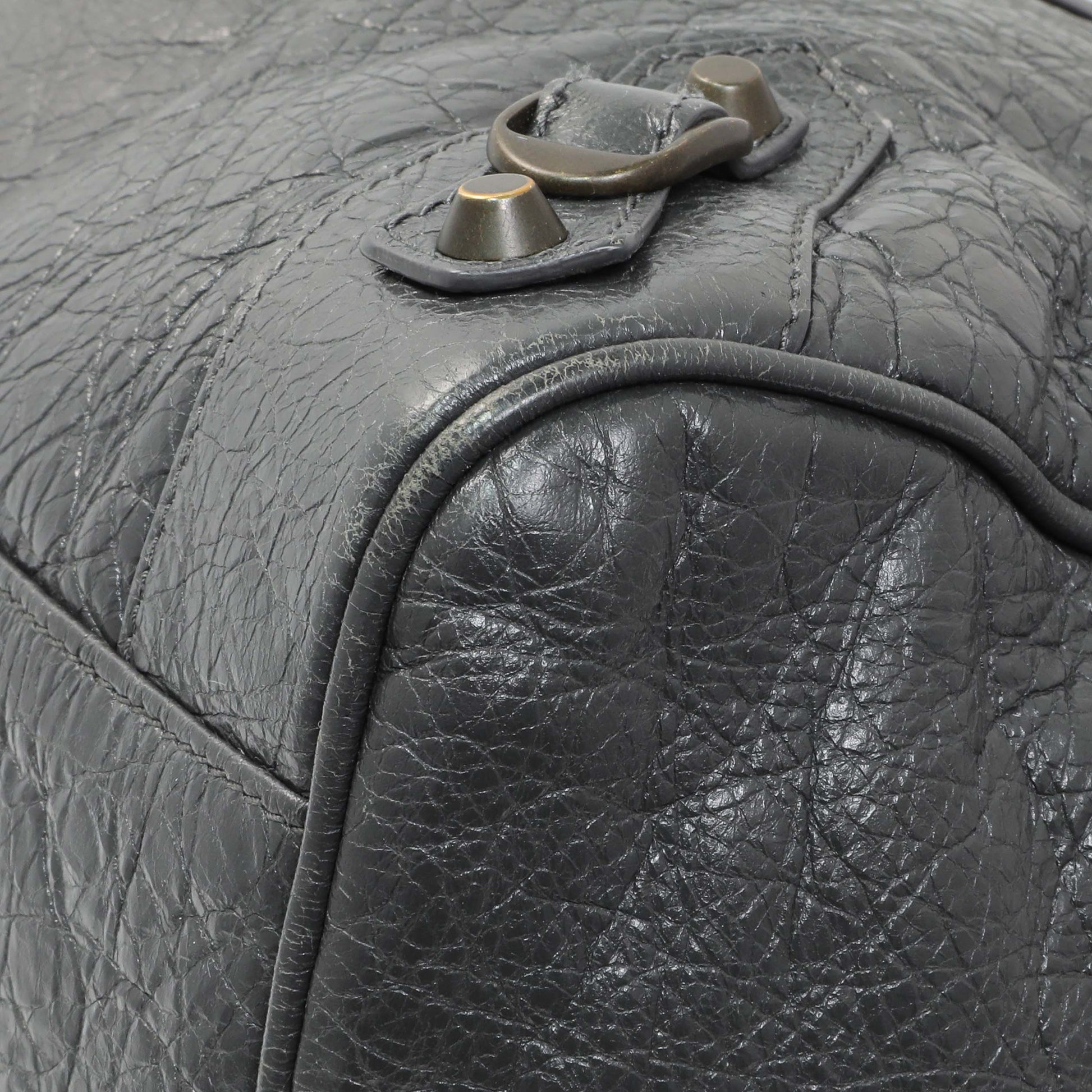 Exclusive Balenciaga Anthracite Agneau Classic Hardware Velo Bag — Detail View