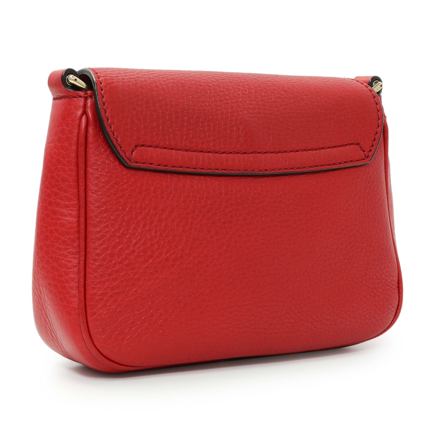 Exclusive Gucci Red Pebbled Calfskin Small Soho Flap Crossbody — Side View