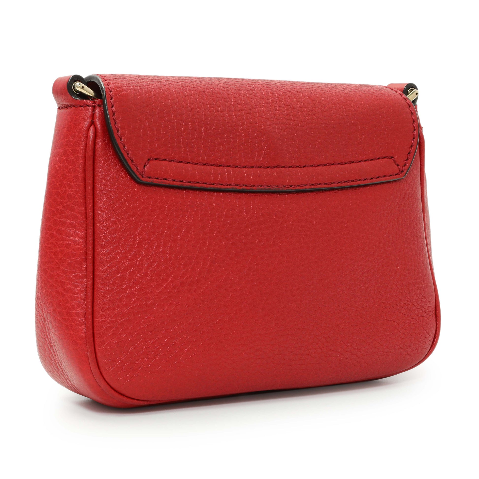 Exclusive Gucci Red Pebbled Calfskin Small Soho Flap Crossbody — Side View