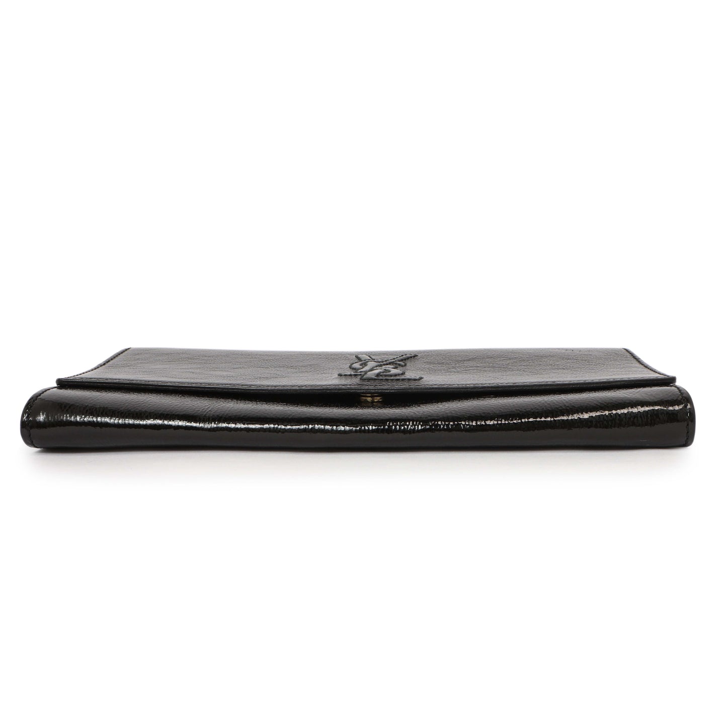 Exclusive Saint Laurent Black Textured Patent Monogram Small Belle De Jour Clutch — Back View