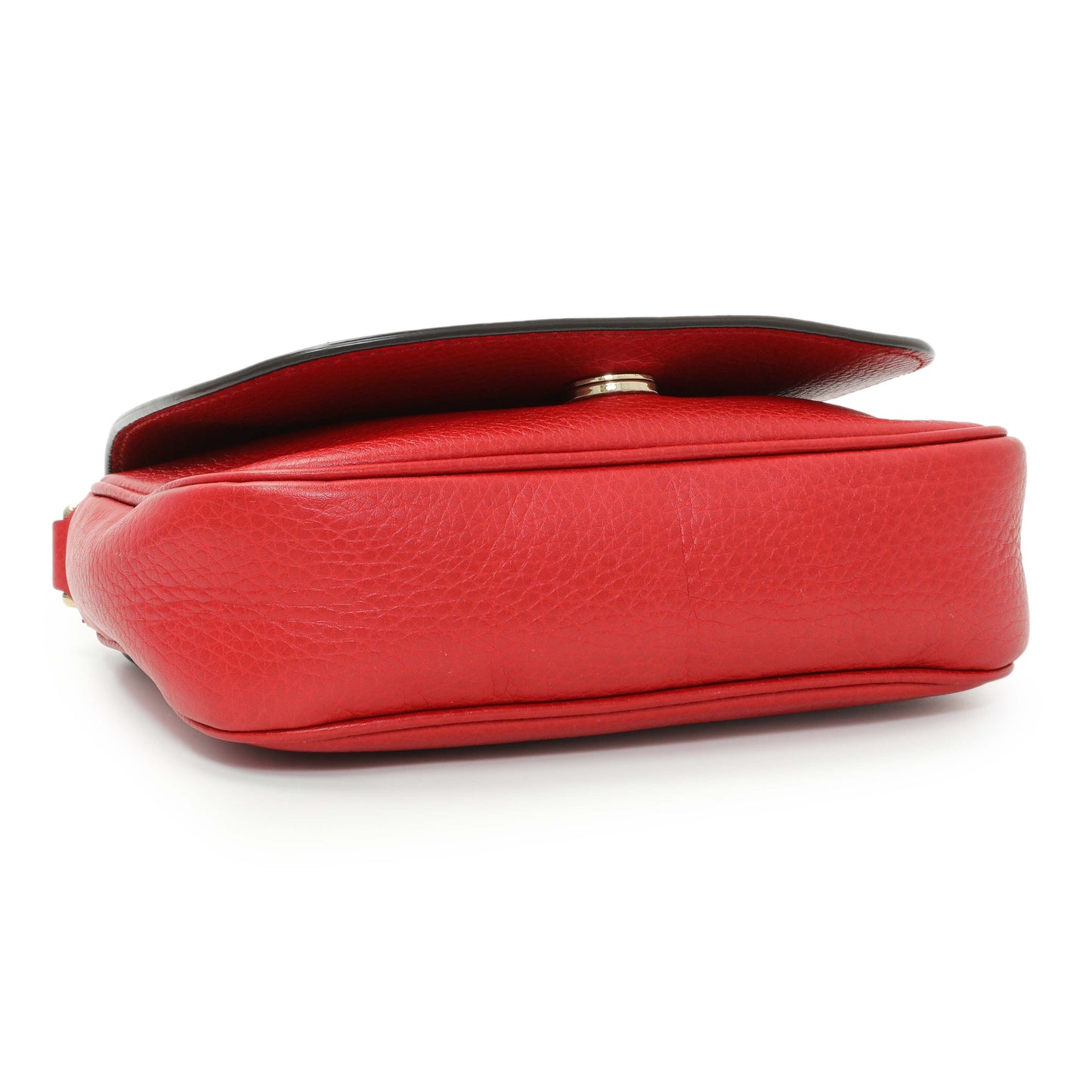Exclusive Gucci Red Pebbled Calfskin Small Soho Flap Crossbody — Back View