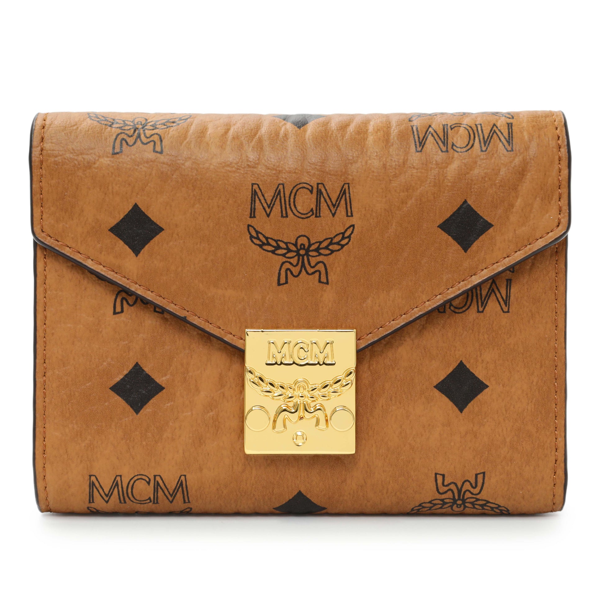 Exclusive MCM Cognac Visetos Tracy Wallet — Front View