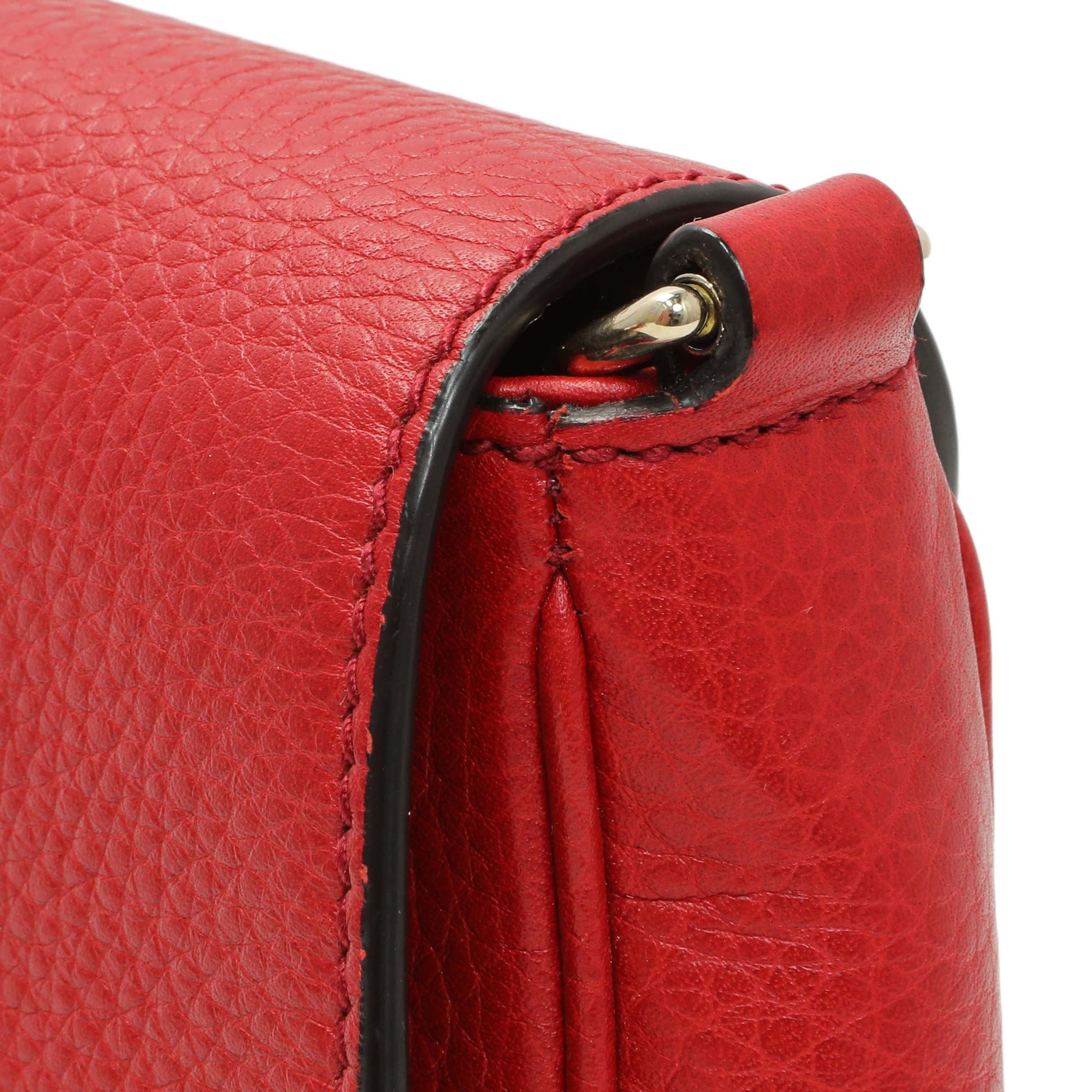 Exclusive Gucci Red Pebbled Calfskin Small Soho Flap Crossbody — Alternate View 9