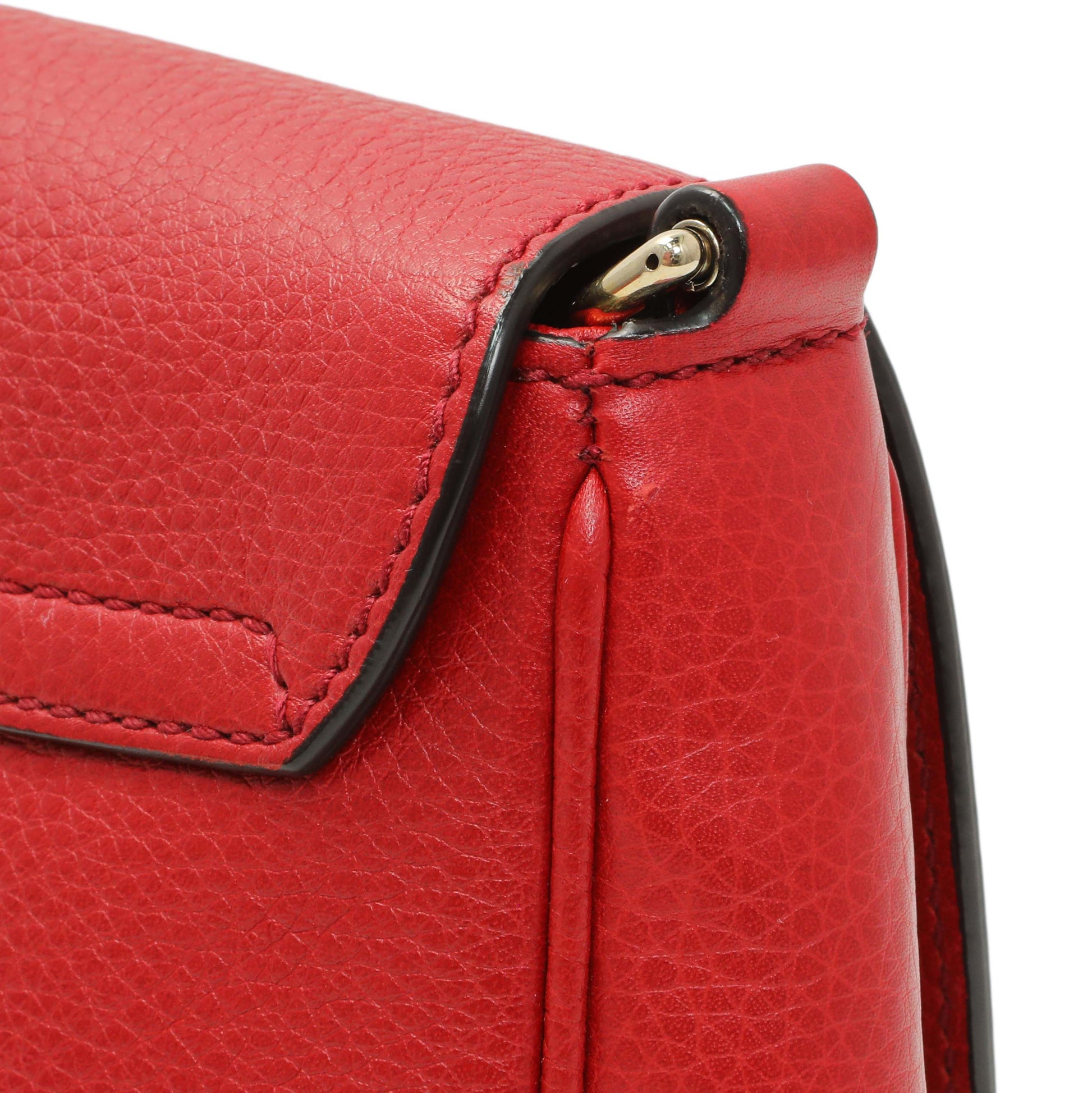 Exclusive Gucci Red Pebbled Calfskin Small Soho Flap Crossbody — Alternate View 11