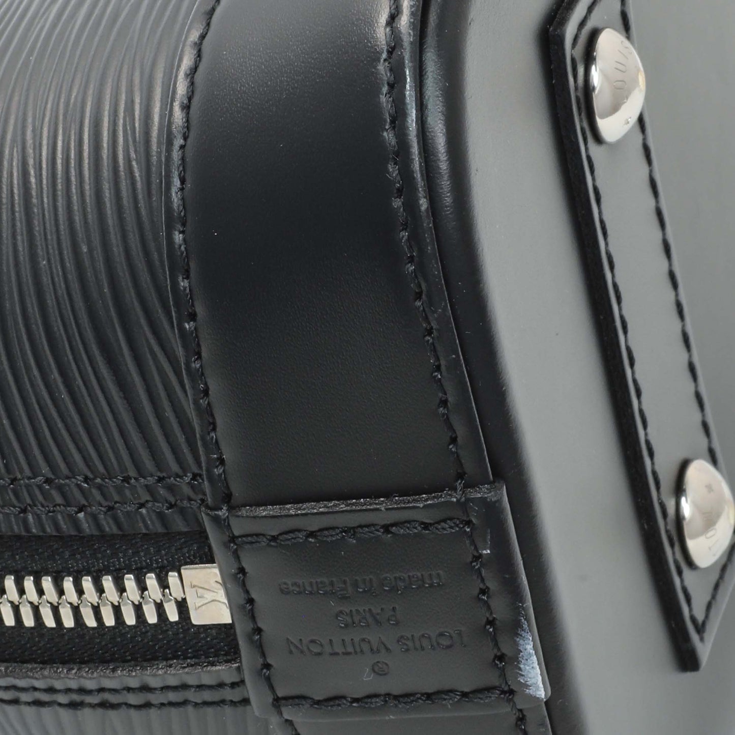 Exclusive Louis Vuitton Black Epi Alma BB — Lifestyle View