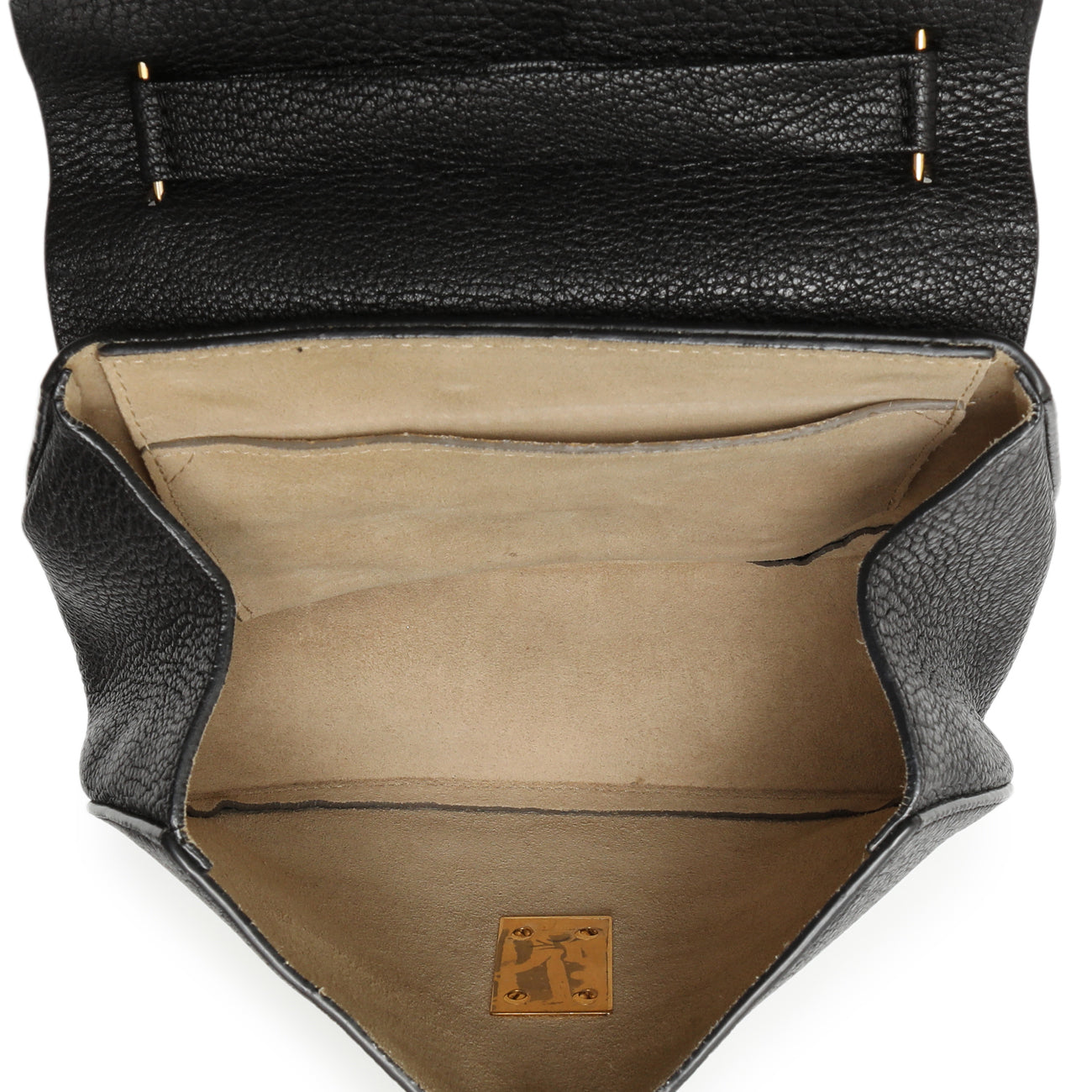 Exclusive Chloe Black Grained Lambskin Drew Shoulder Bag — Top View