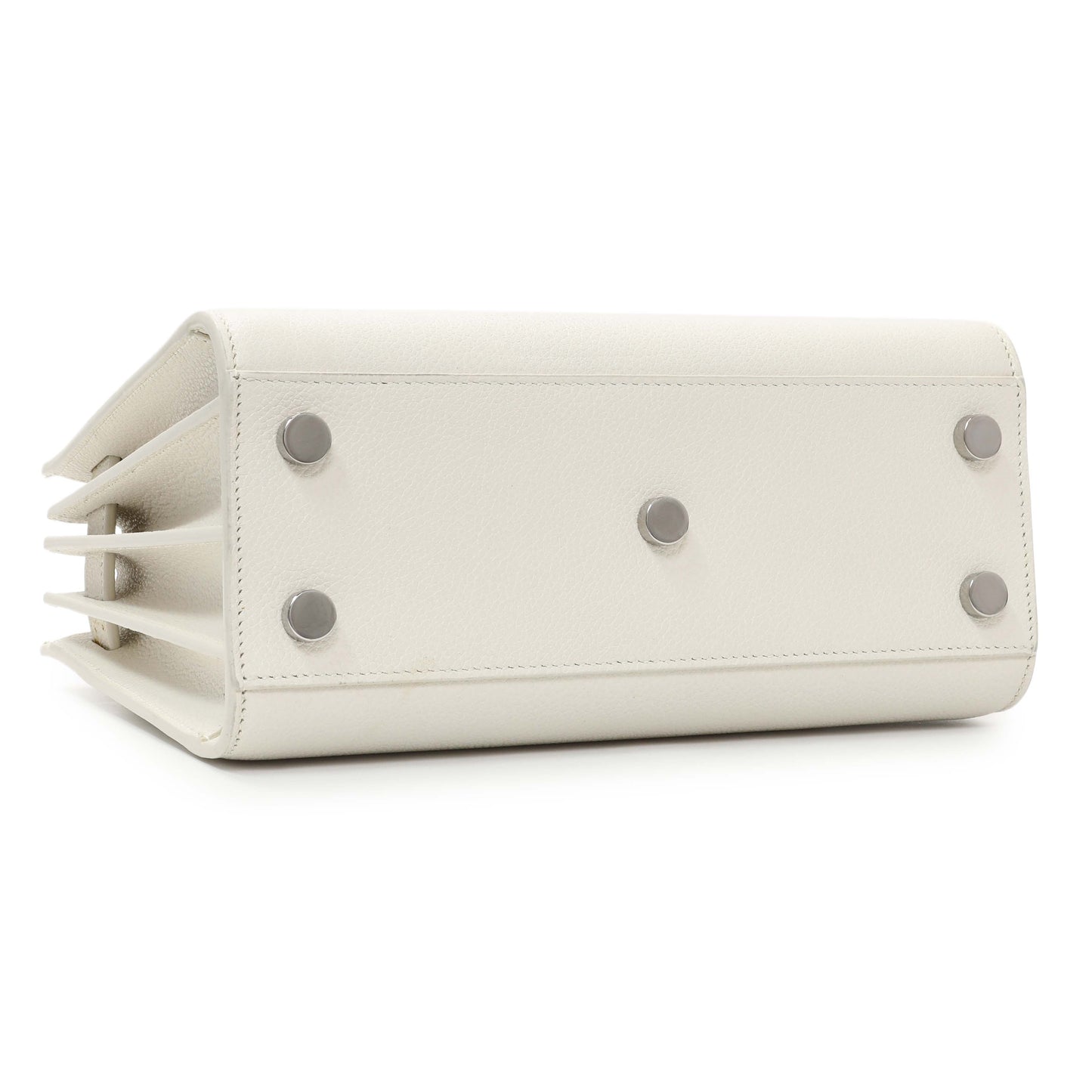 Exclusive Saint Laurent White Grained Calfskin Nano Sac De Jour — Back View