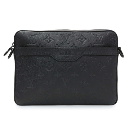 Exclusive Louis Vuitton Black Calfskin Shadow Monogram Trio Messenger — Side View