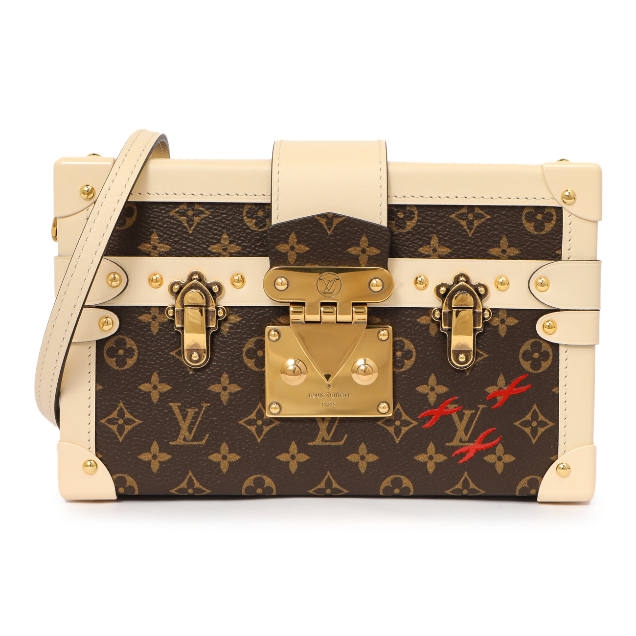 Exclusive Louis Vuitton Creme Monogram Petite Malle — Front View