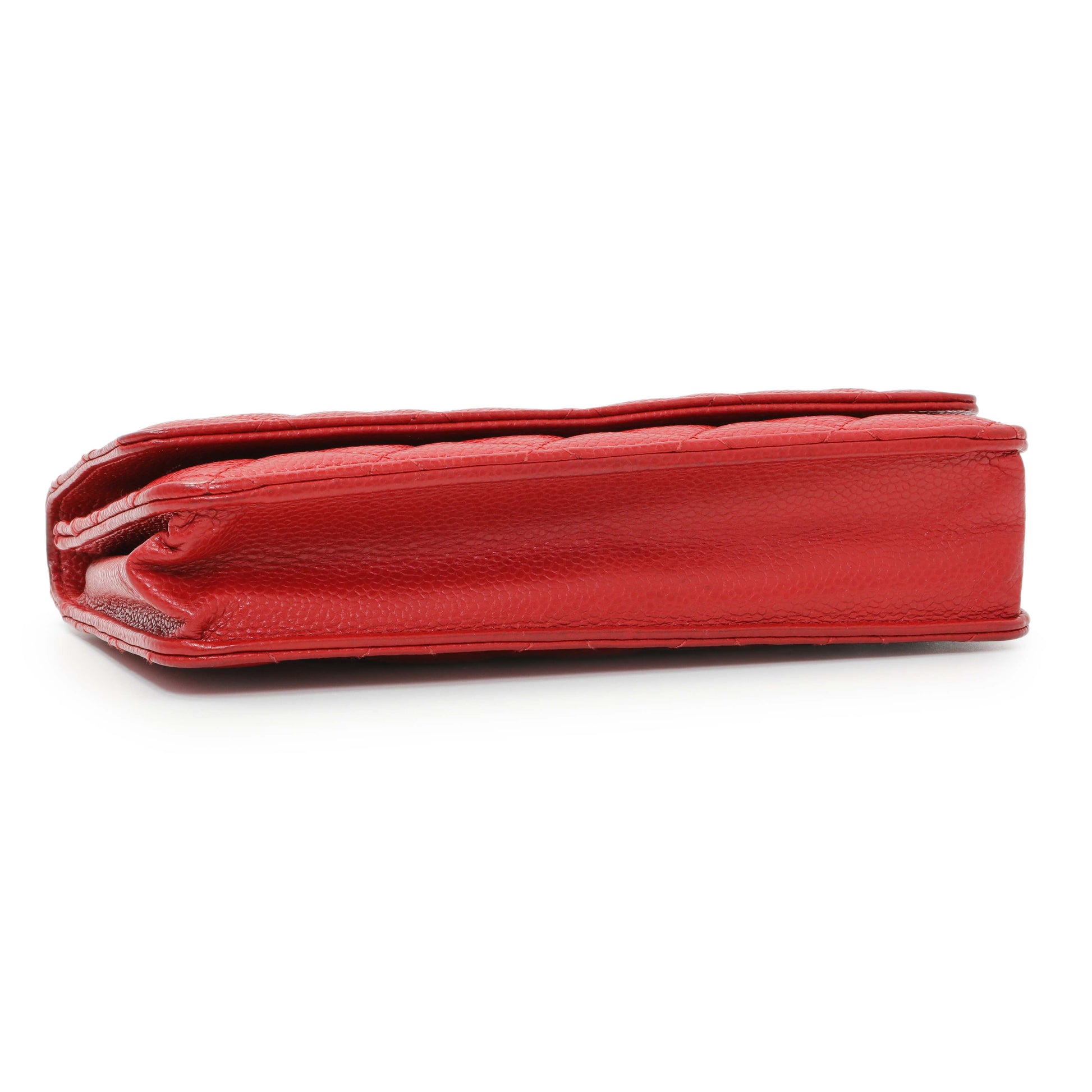 Exclusive Chanel Red Caviar Classic Wallet On Chain — Back View
