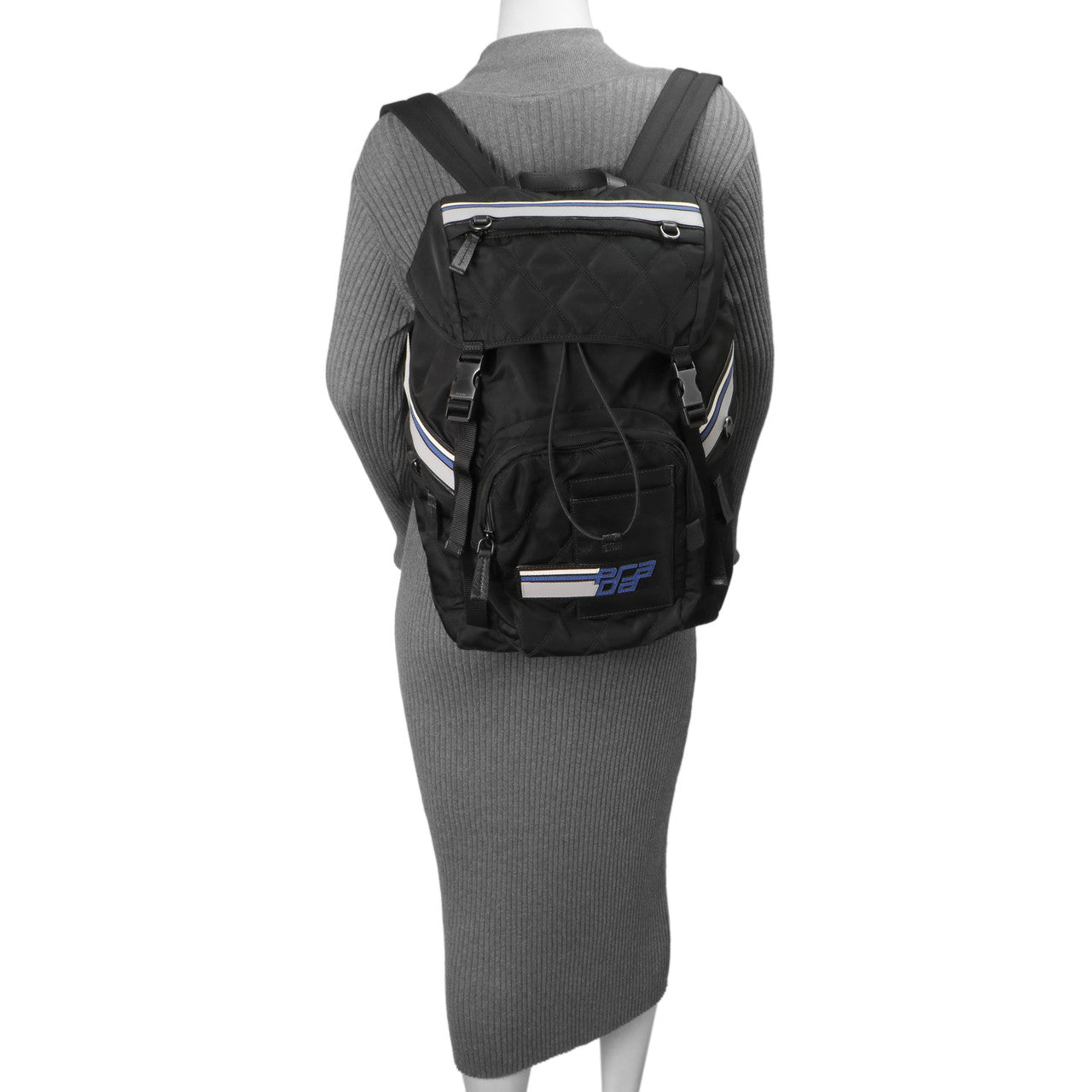 Exclusive Prada Black Nylon Logo Patch Backpack — Alternate View 8