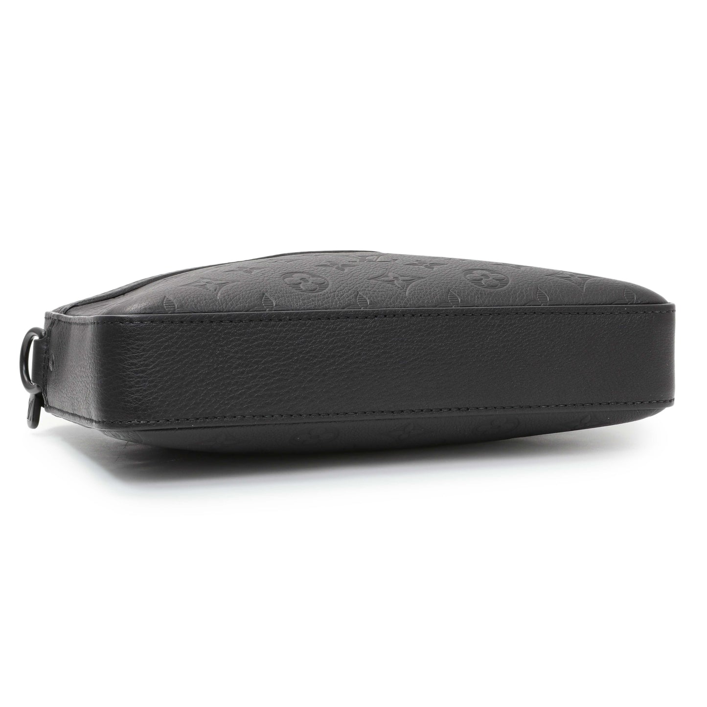 Exclusive Louis Vuitton Black Calfskin Shadow Monogram Trio Messenger — Top View