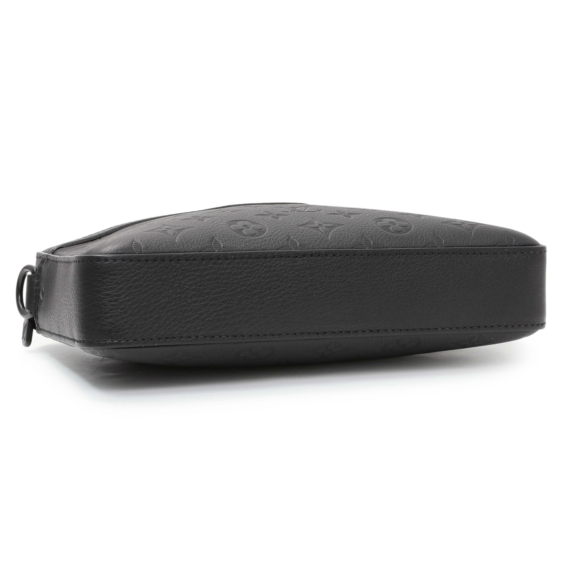 Exclusive Louis Vuitton Black Calfskin Shadow Monogram Trio Messenger — Top View