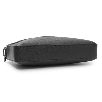 Exclusive Louis Vuitton Black Calfskin Shadow Monogram Trio Messenger — Top View