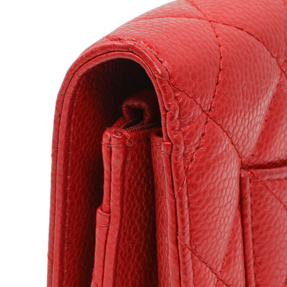 Exclusive Chanel Red Caviar Classic Wallet On Chain — Alternate View 10