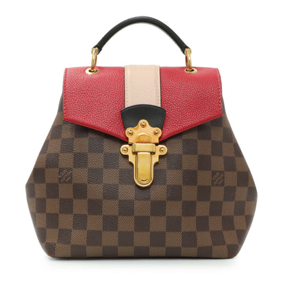 Exclusive Louis Vuitton Red Damier Ebene Clapton Backpack — Front View