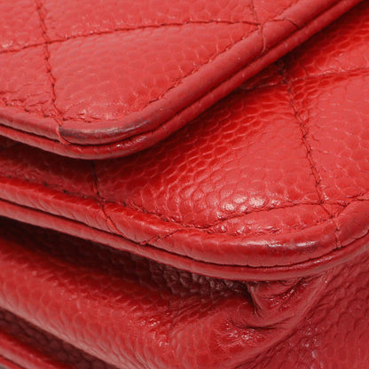 Exclusive Chanel Red Caviar Classic Wallet On Chain — Top View