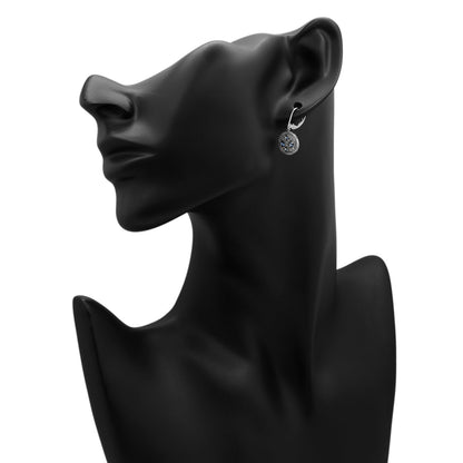 Exclusive Tiffany & Co. Platinum Diamond Sapphire Cobblestone Earrings — Back View