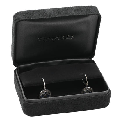 Exclusive Tiffany & Co. Platinum Diamond Sapphire Cobblestone Earrings — Top View