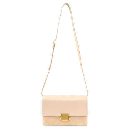 Exclusive Saint Laurent Marble Pink Smooth Calfskin Suede Medium Bellechasse Bag — Front View