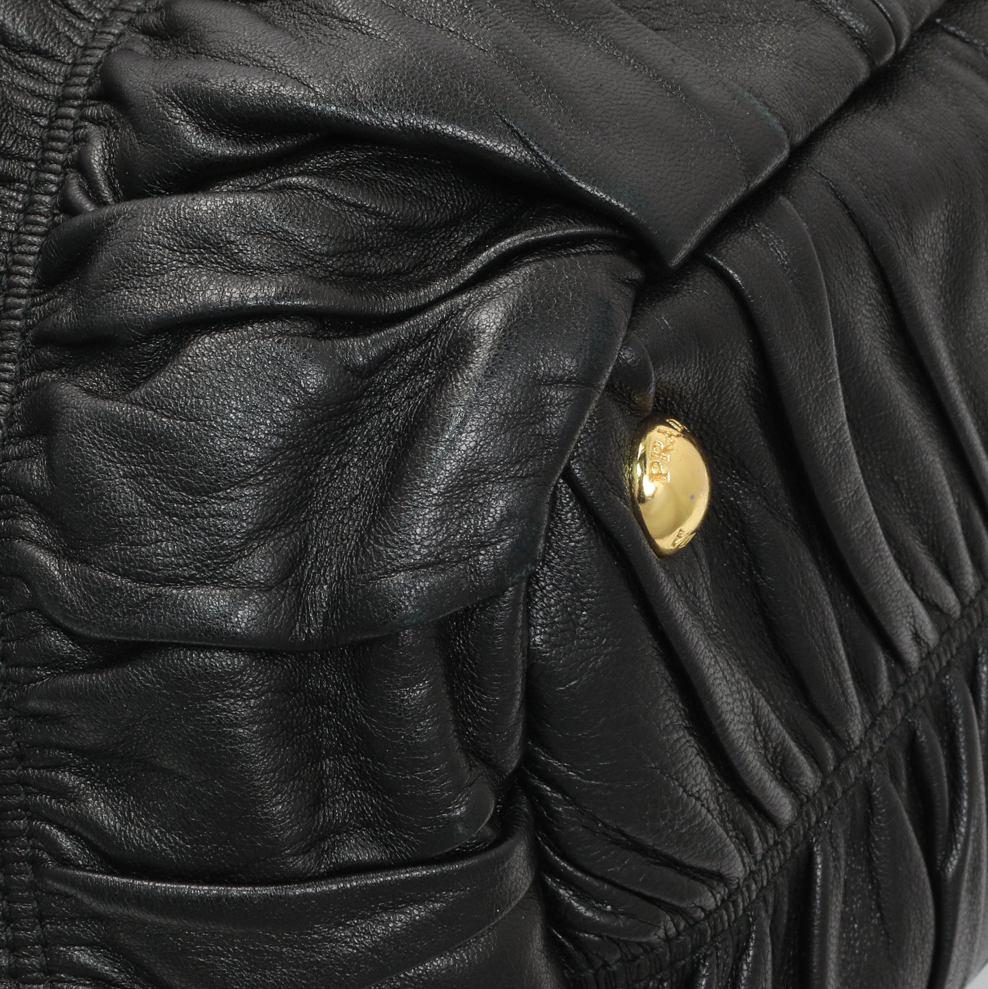 Exclusive Prada Black Nappa Leather Gaufre Tote — Top View