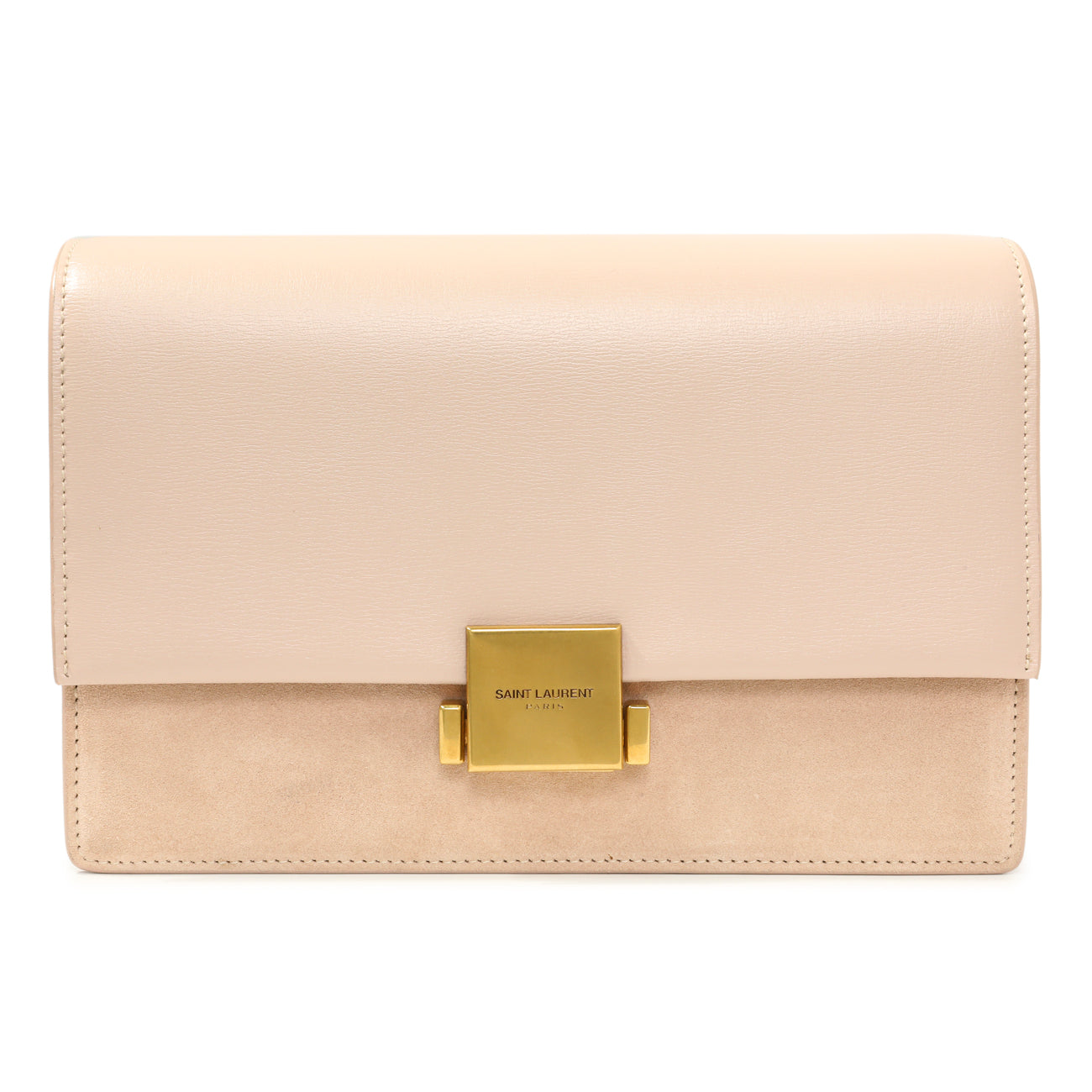 Exclusive Saint Laurent Marble Pink Smooth Calfskin Suede Medium Bellechasse Bag — Side View
