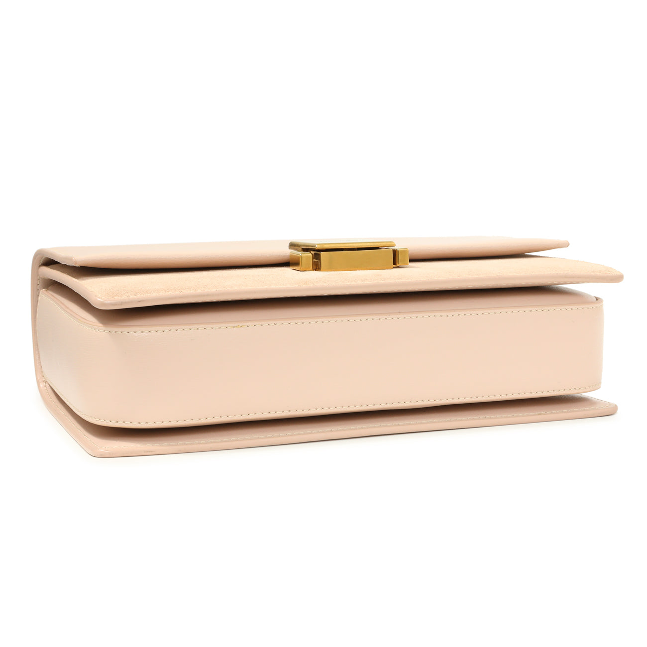 Exclusive Saint Laurent Marble Pink Smooth Calfskin Suede Medium Bellechasse Bag — Top View