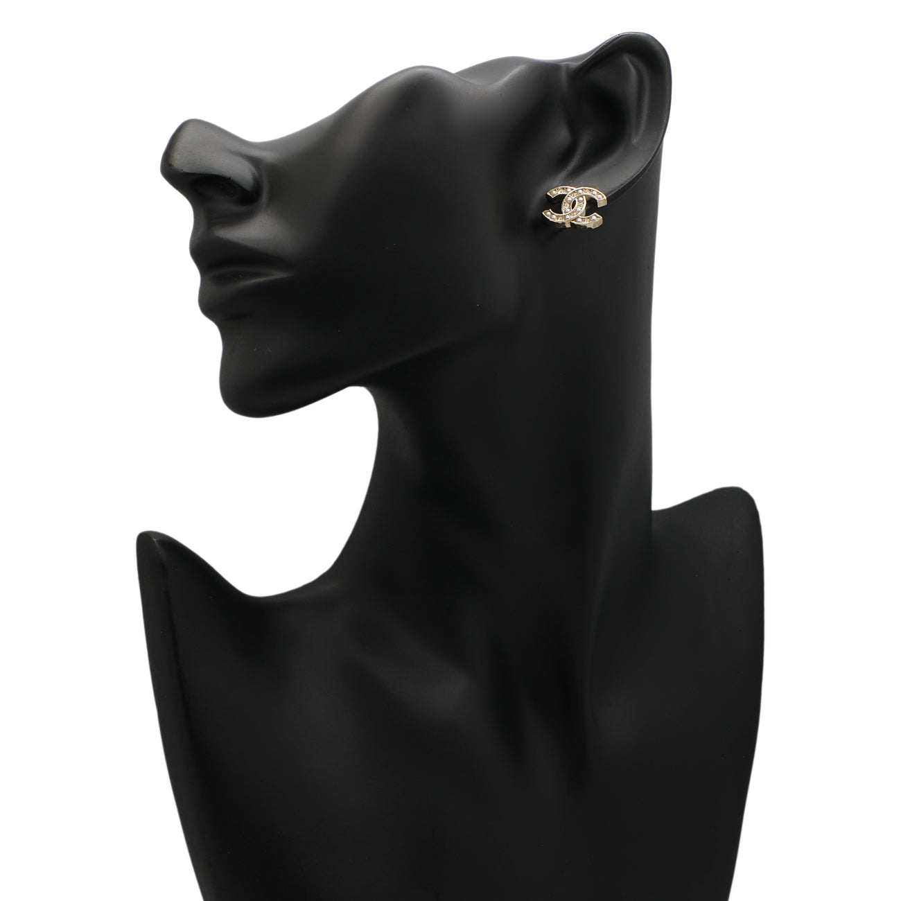 Exclusive Chanel Crystal Pearl CC Earrings — Back View