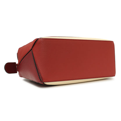 Exclusive Loewe Burgundy Calfskin Small Puzzle Bag — Back View