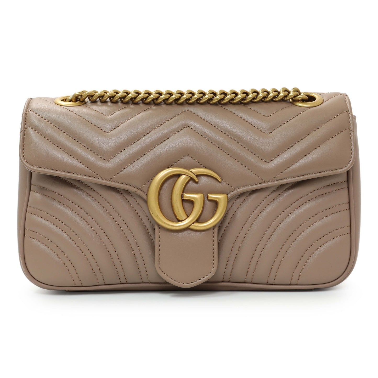 Exclusive Gucci Porcelain Rose Calfskin Matelasse Small GG Marmont Shoulder Bag — Front View